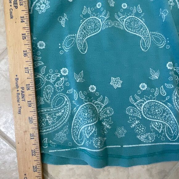 90’s Y2K style Thermal waffle top size XS Teal Paisley alternative vamp. Diaries - Picture 6 of 10